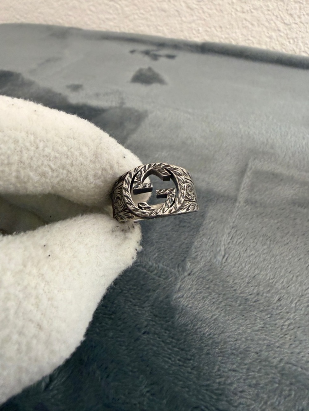 Brand New Gucci Interlocking G Arabesque Silver 925 Ring Sz 24 (US 10.75) - Picture 5 of 9